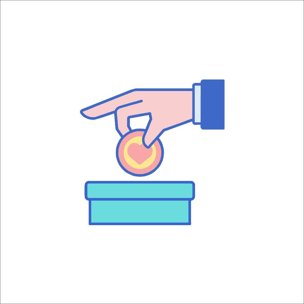 A hand putting a coin into a box vector