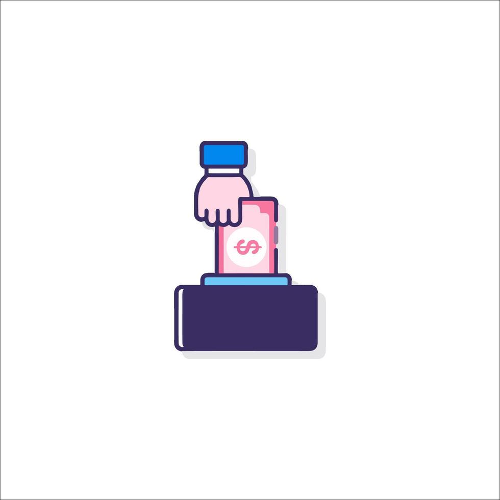 A hand pushing a button on a box vector