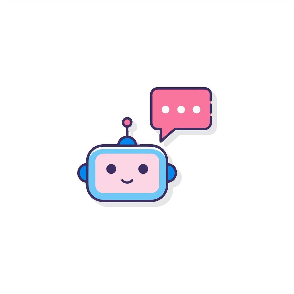 A robot with speech bubble and a smiley face vector