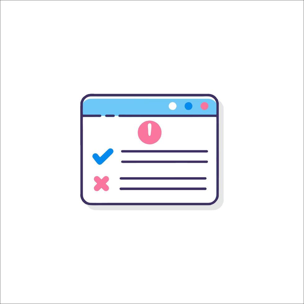 A computer screen with a check mark and a check box vector