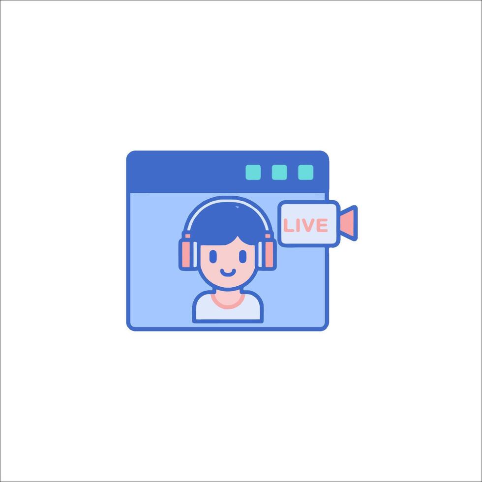 A person wearing headphones and holding a live icon vector