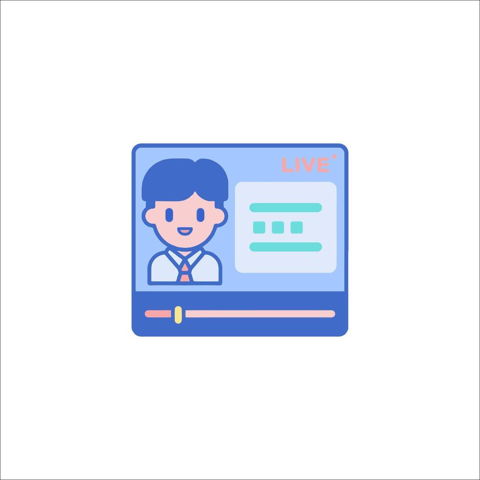 A man is on a computer screen with a chat icon vector