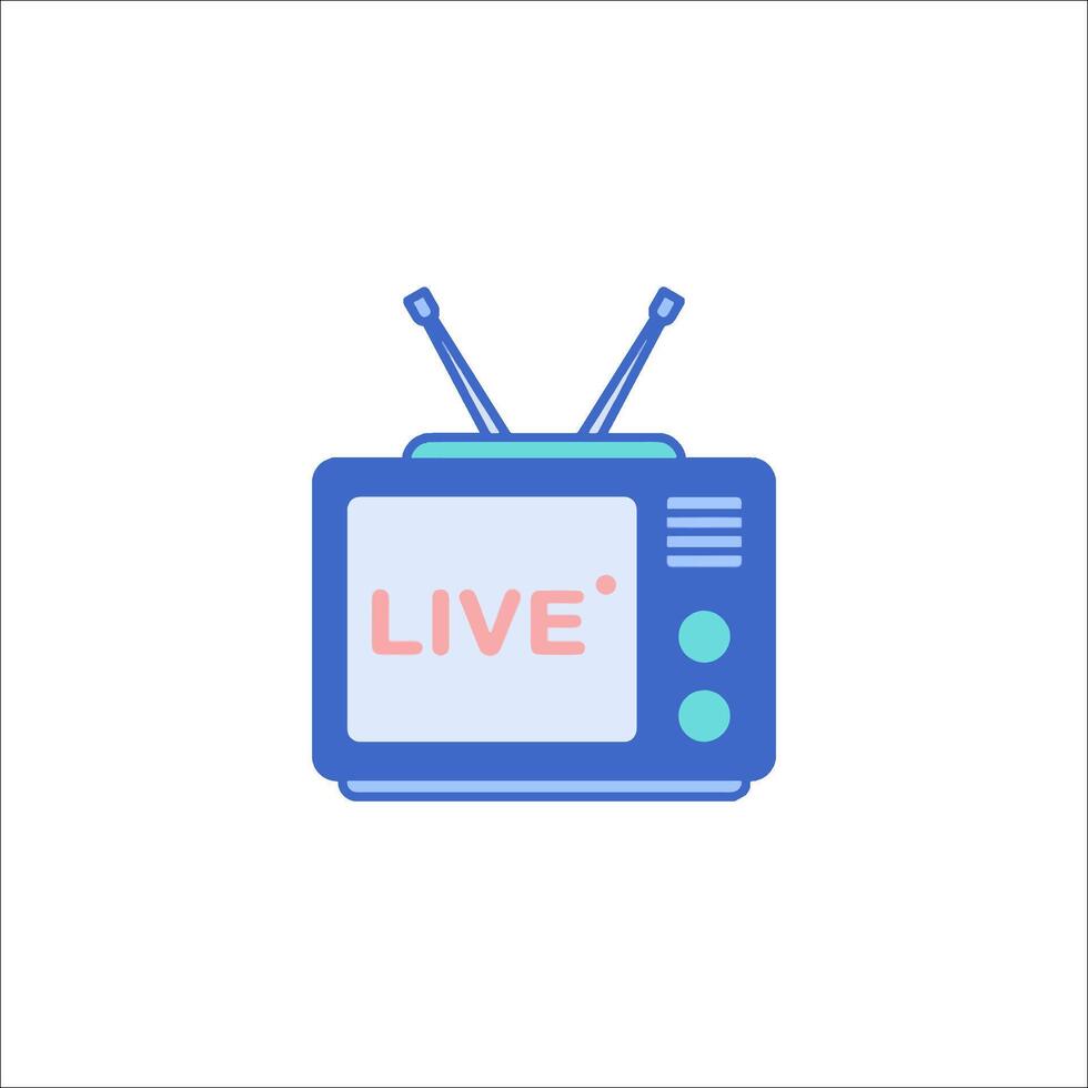 Live tv icon with a tv and a live sign vector