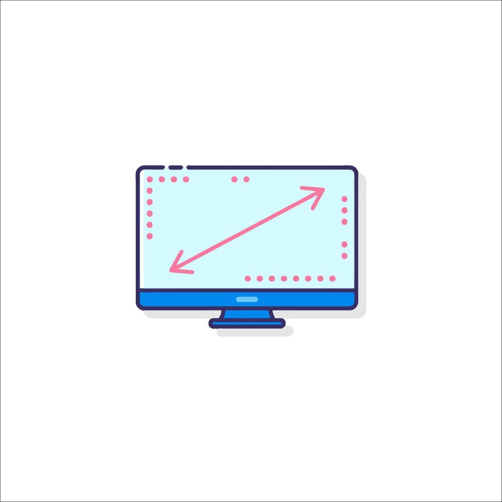 A computer monitor with an arrow pointing up vector