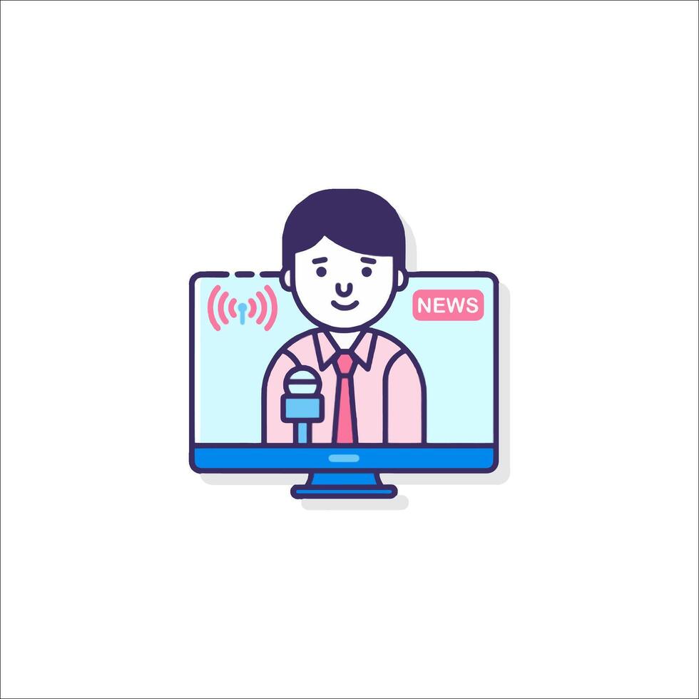 A man is watching a television screen with a news icon vector