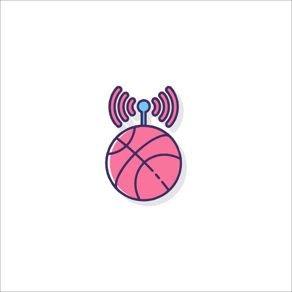A pink basketball ball with a wireless signal on it vector