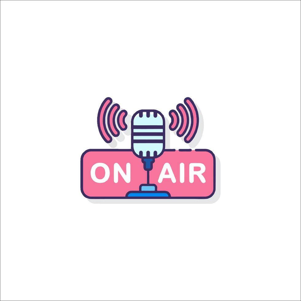 On air logo with microphone and microphone icon vector