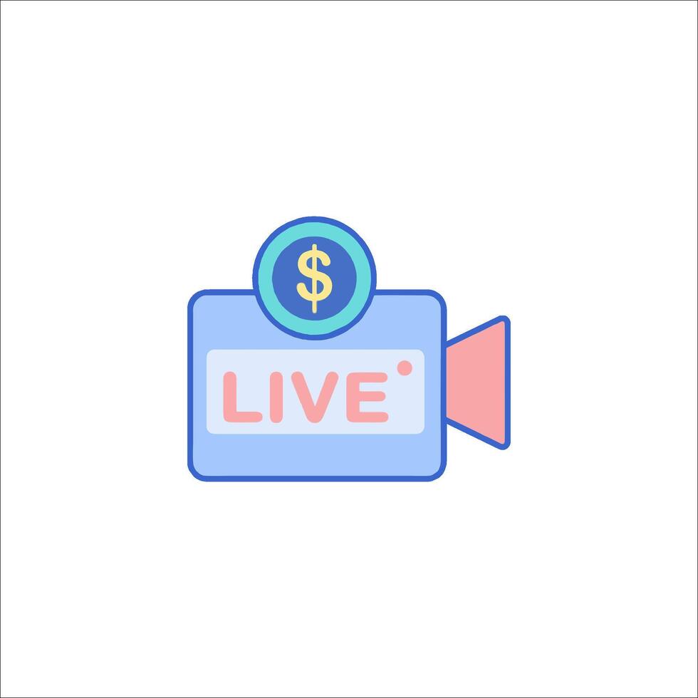 A camera with the word live on it vector