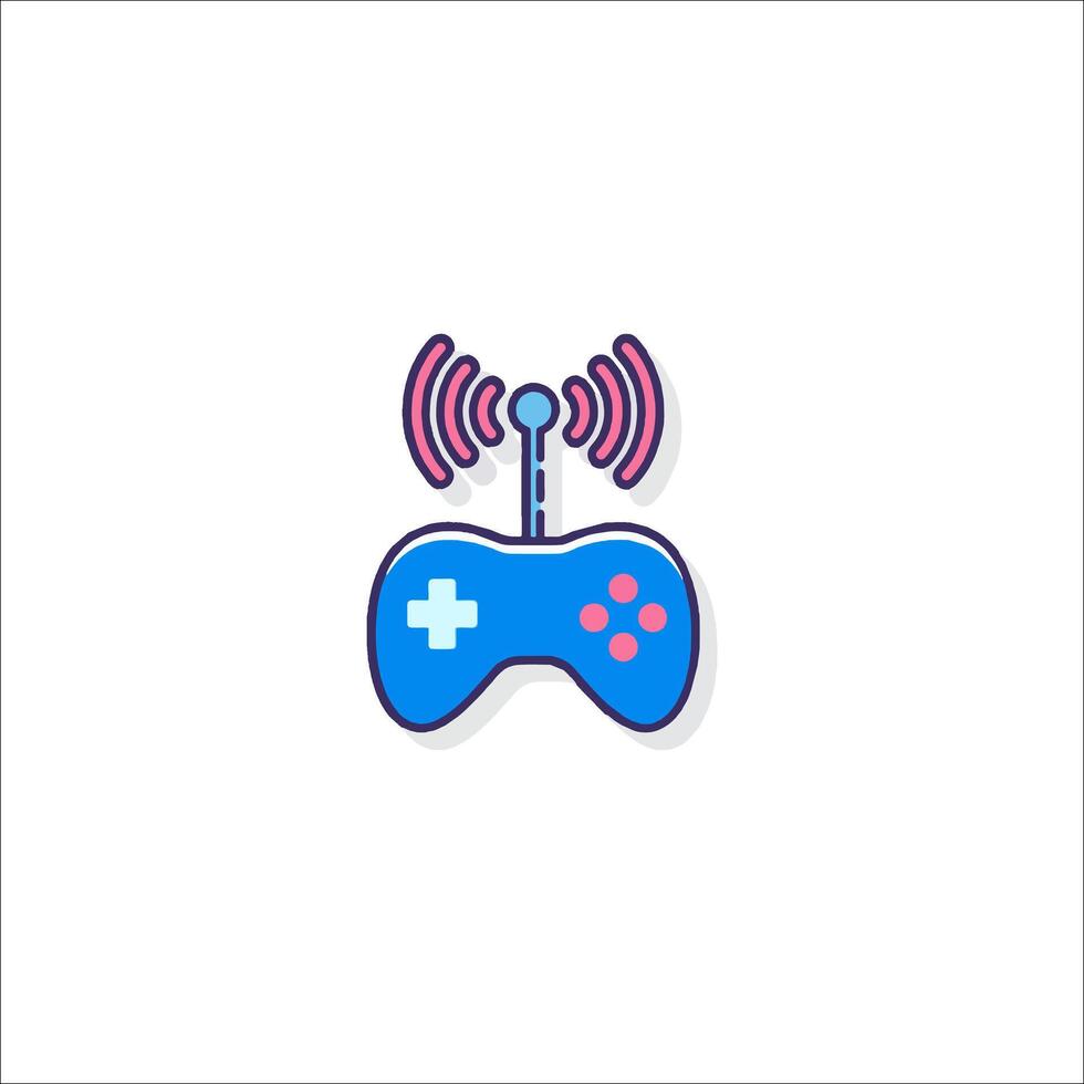 A game controller icon with a wireless signal vector