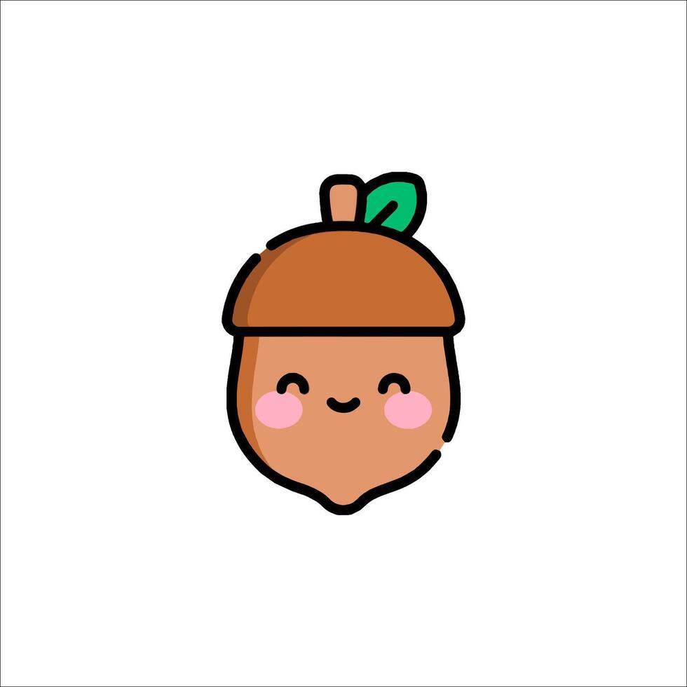 A cute acorn icon with a smile vector