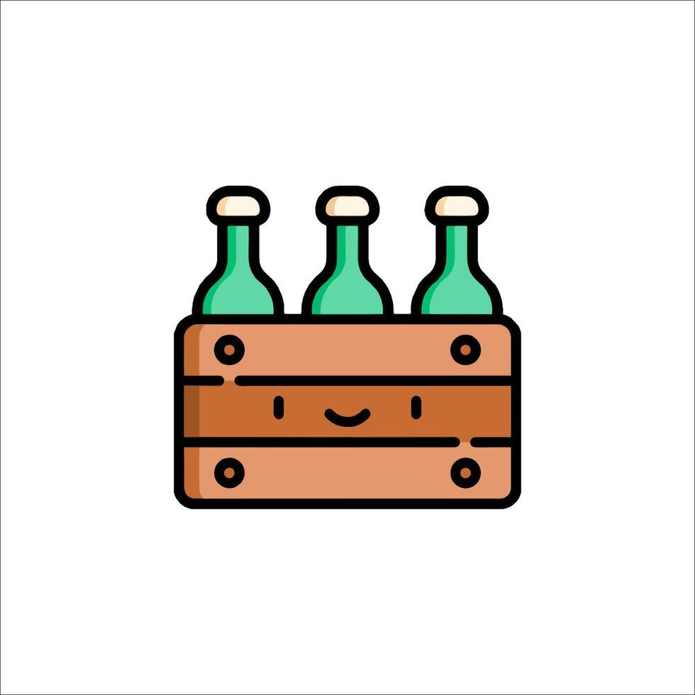 A cartoon bottle of beer in a wooden crate vector