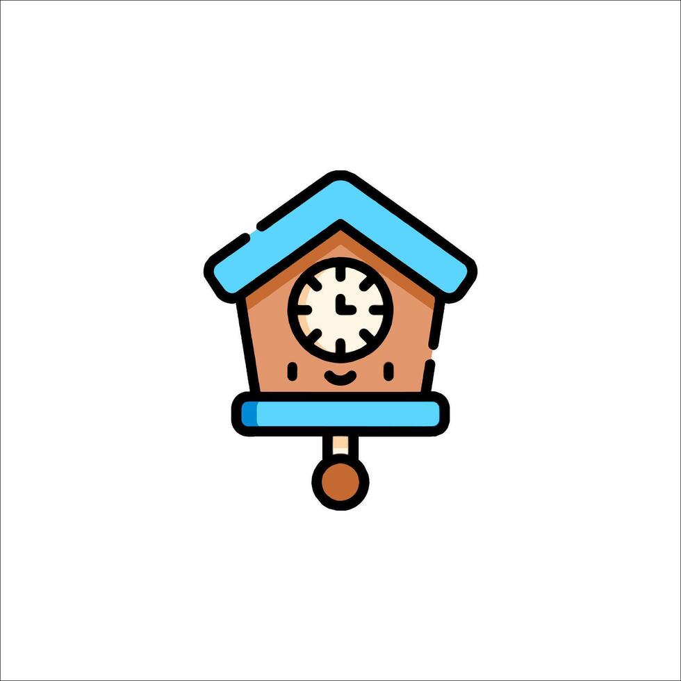 A cuckoo clock icon with a blue and white background vector