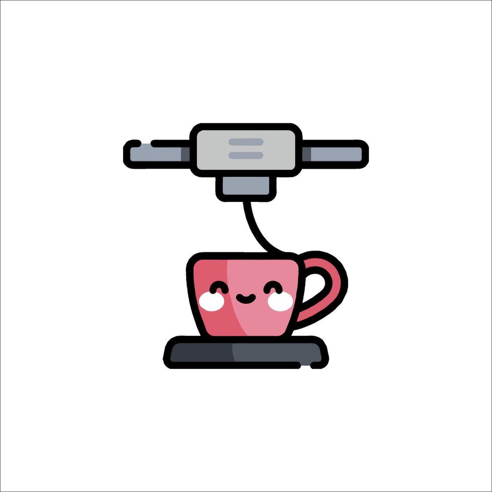 A coffee maker with a cute face on it vector