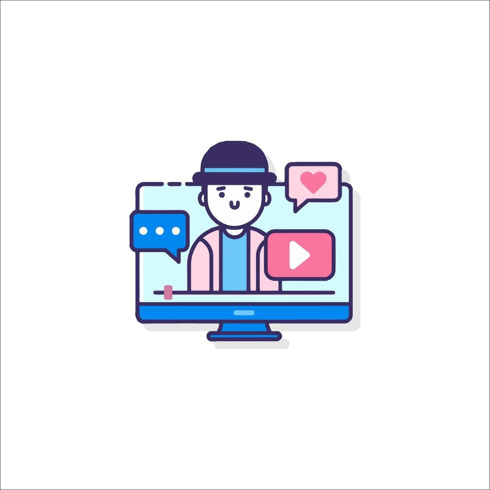 A man is watching a on a computer screen vector