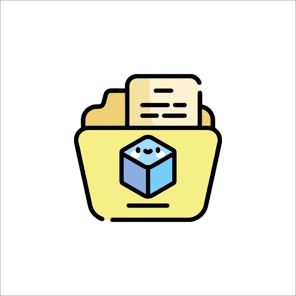 A folder with a cube and a piece of paper inside vector