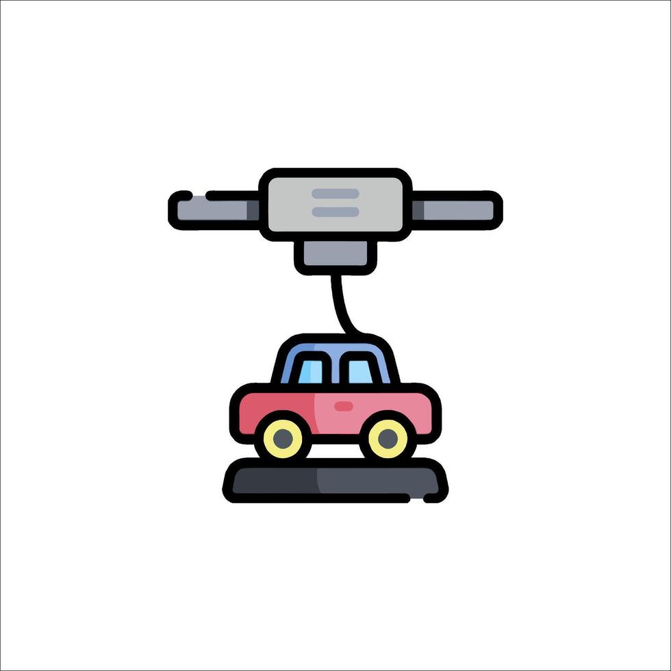 Car on a conveyor belt icon vector