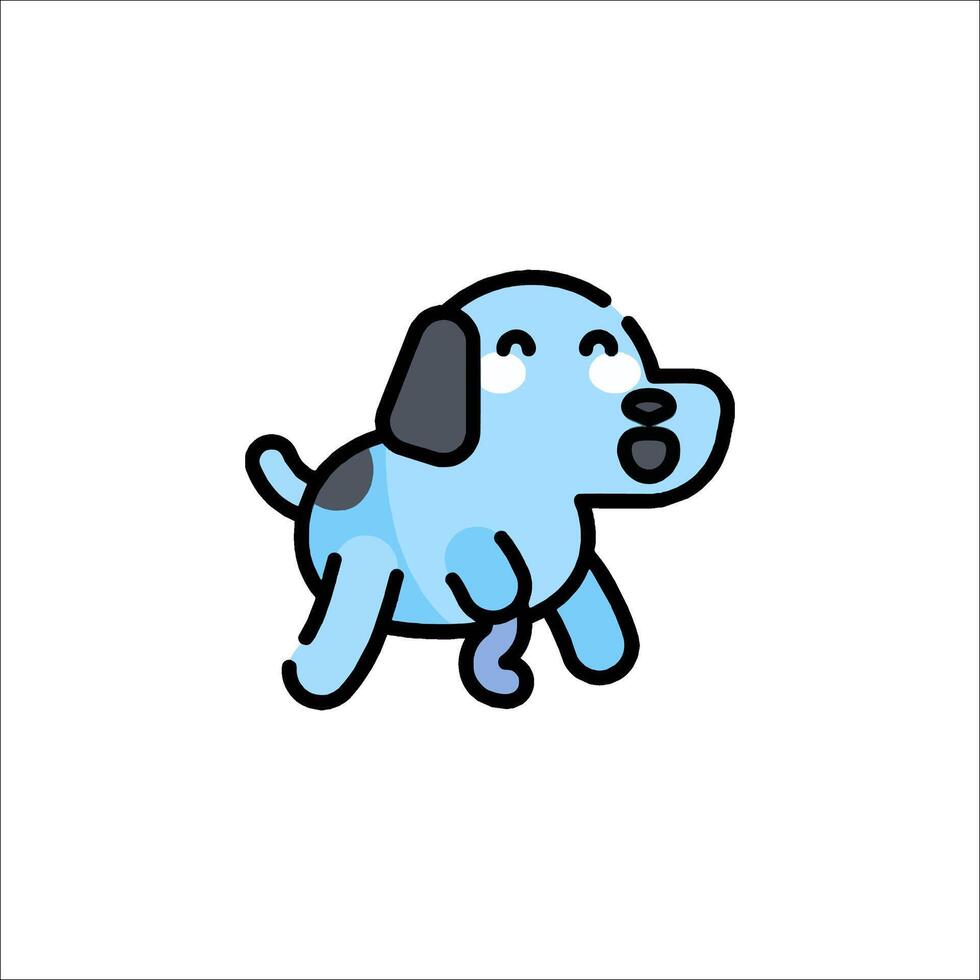 A cartoon dog with a blue nose and black eyes vector