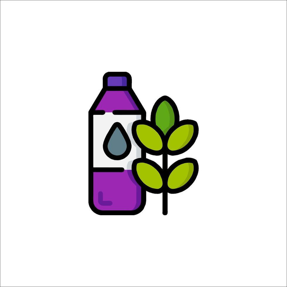 A bottle of liquid and a plant icon vector