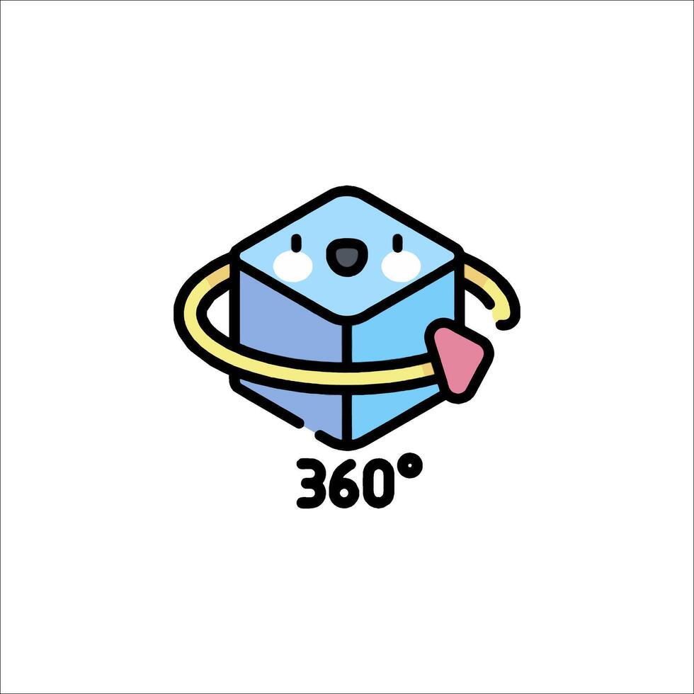 A cube with the words 360 on it vector