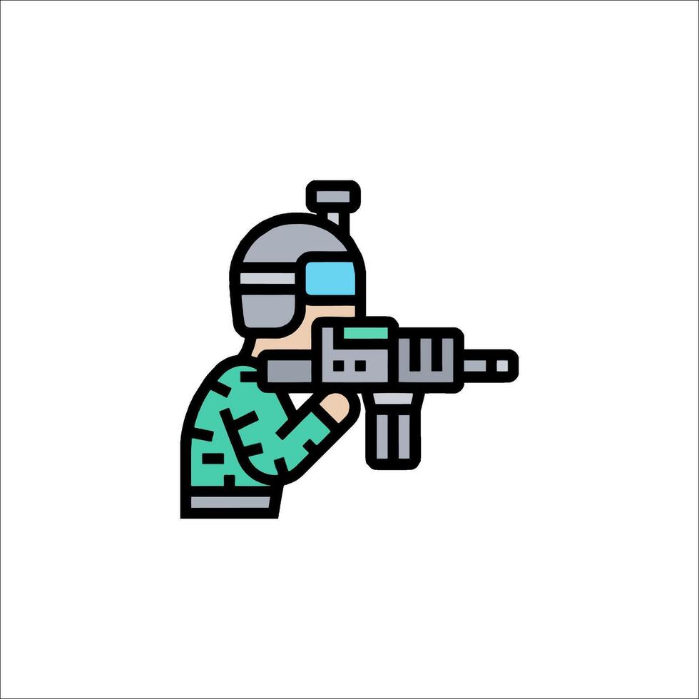 A soldier with a gun icon vector