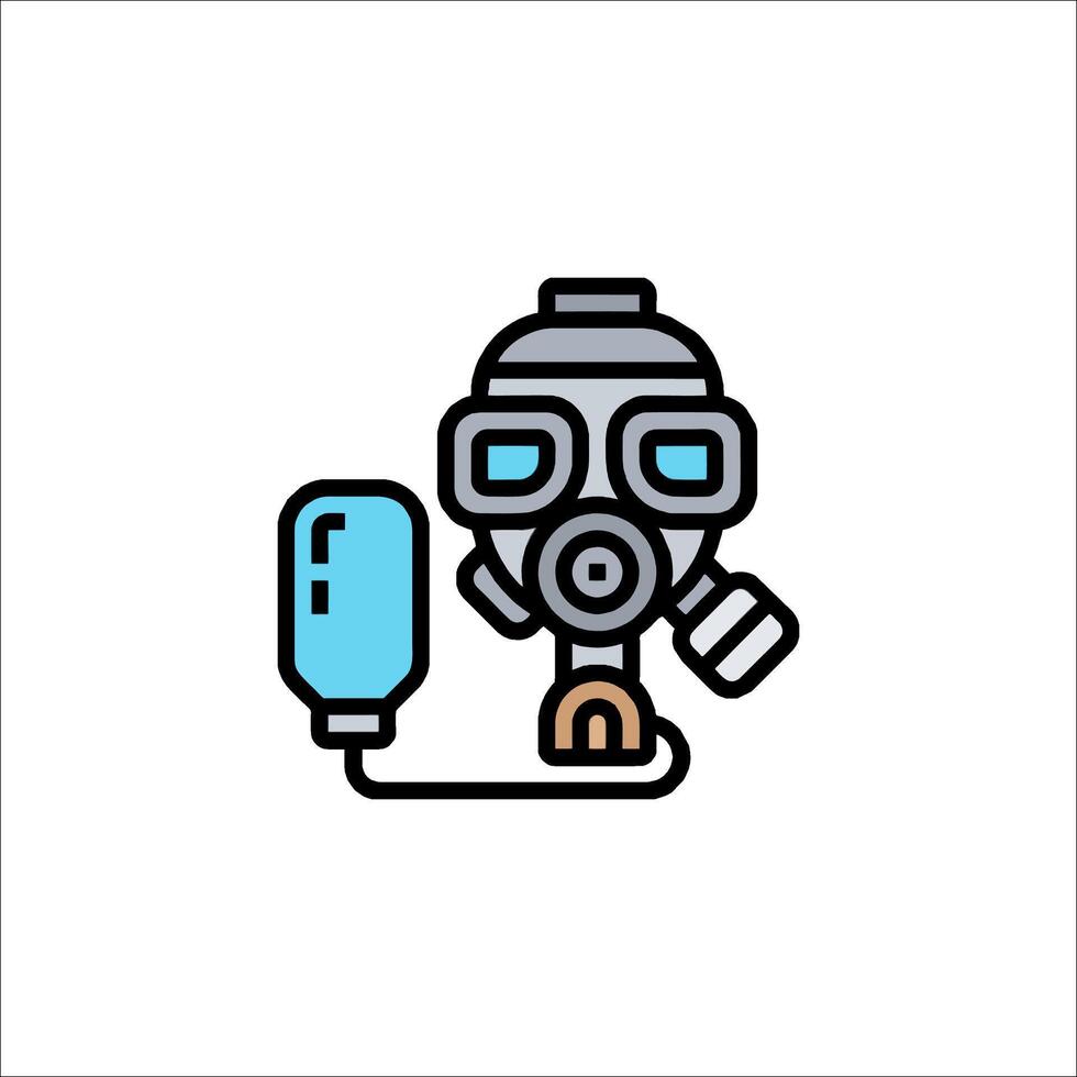 A gas mask icon with a syringe vector