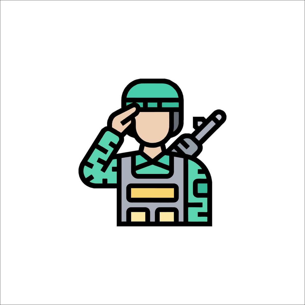 A soldier saluting icon in a flat style vector