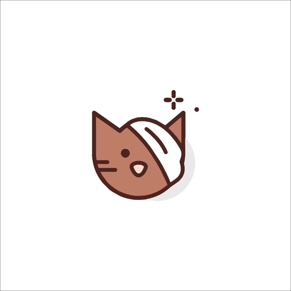 A cat with a bandage on its head vector