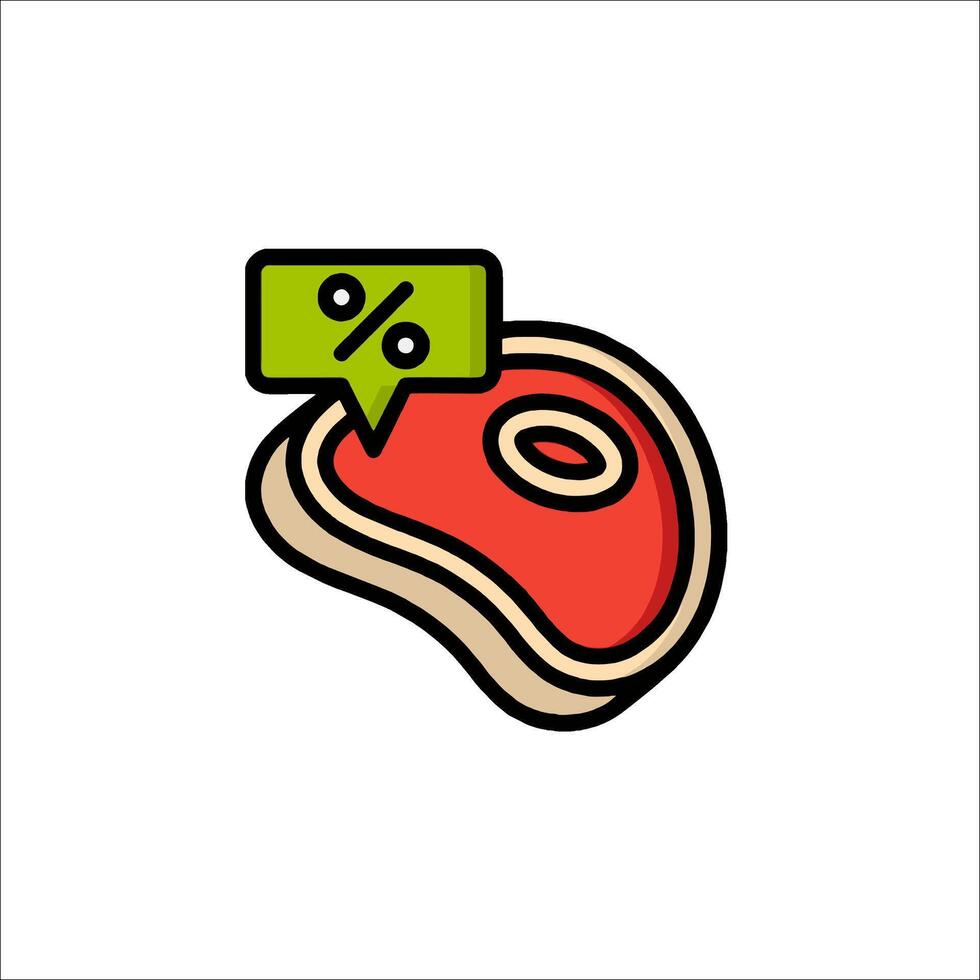 Meat icon with a percentage sign on it vector