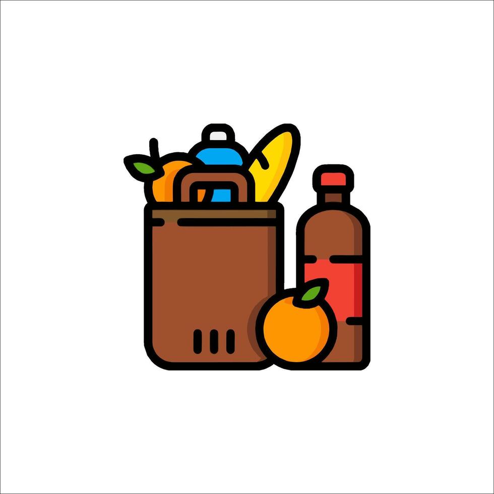 A grocery bag with fruit and a bottle vector