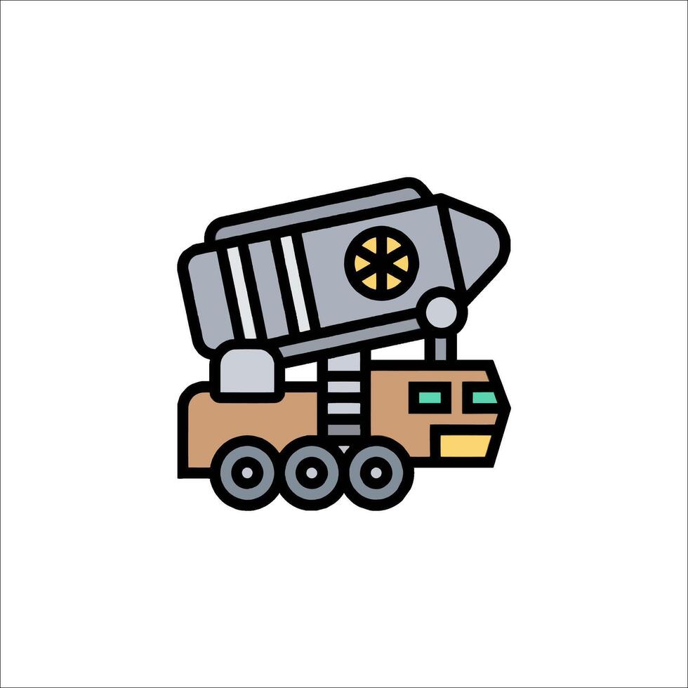 A cartoon rocket truck with a rocket on top vector