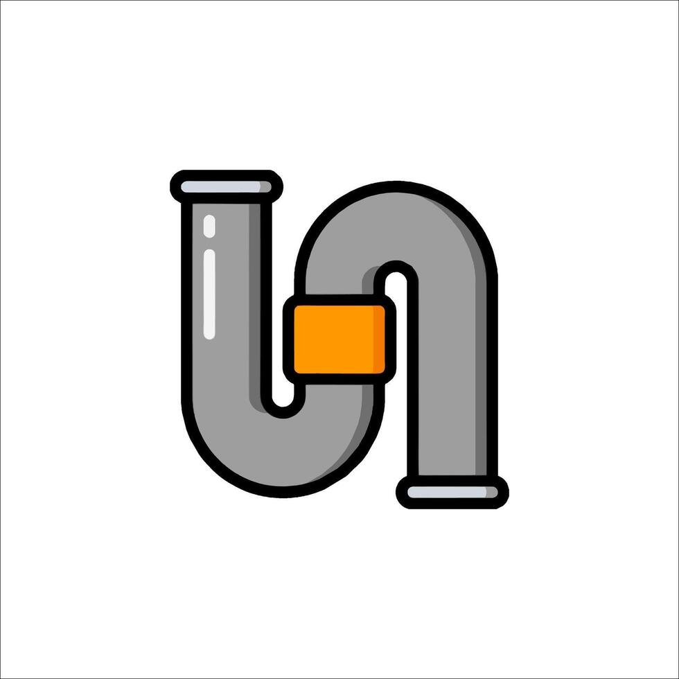 A pipe with a valve on it and a letter u vector