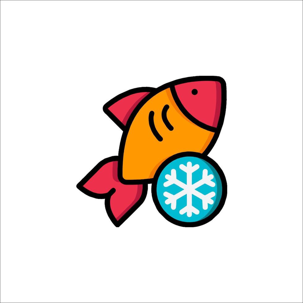Fish with snowflake icon illustration vector