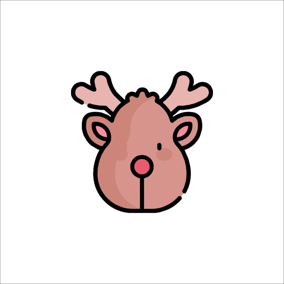 A cute reindeer head with pink nose and horns vector