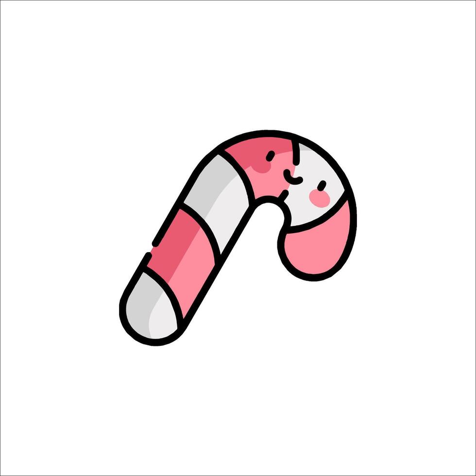 A candy cane icon with a smiley face vector