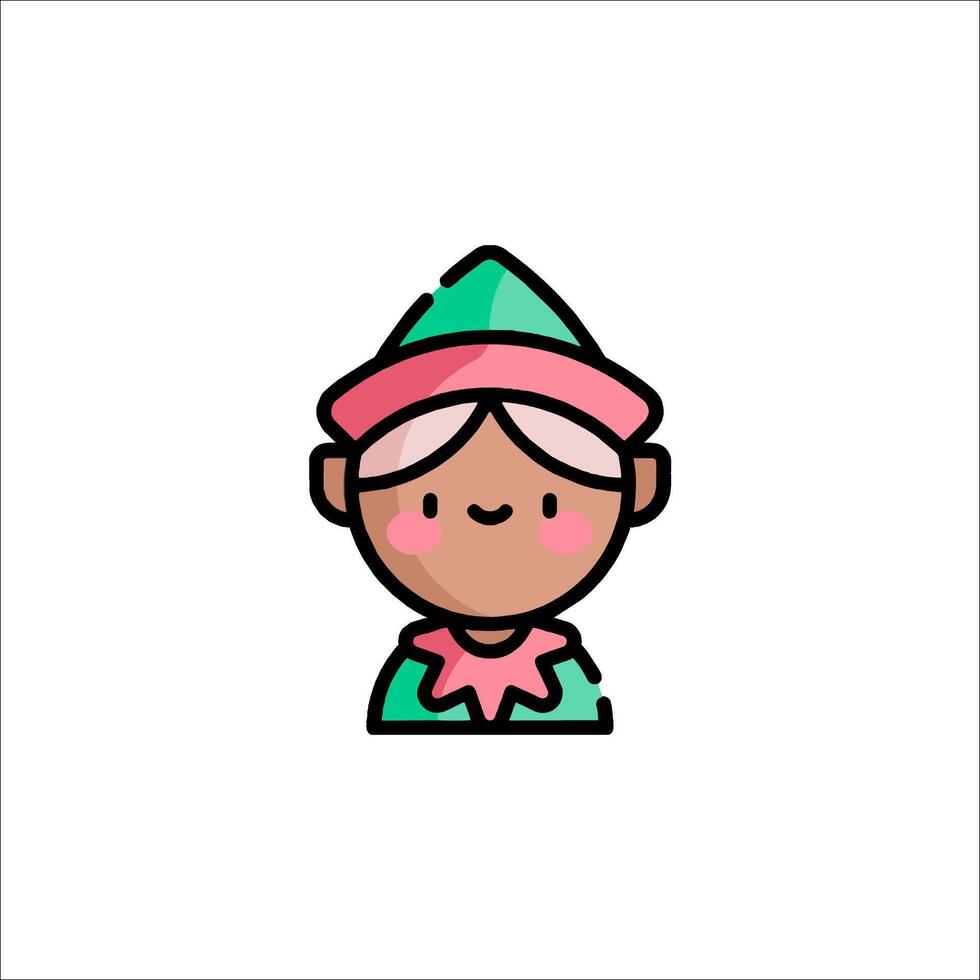 A cartoon elf with a hat and green hat vector