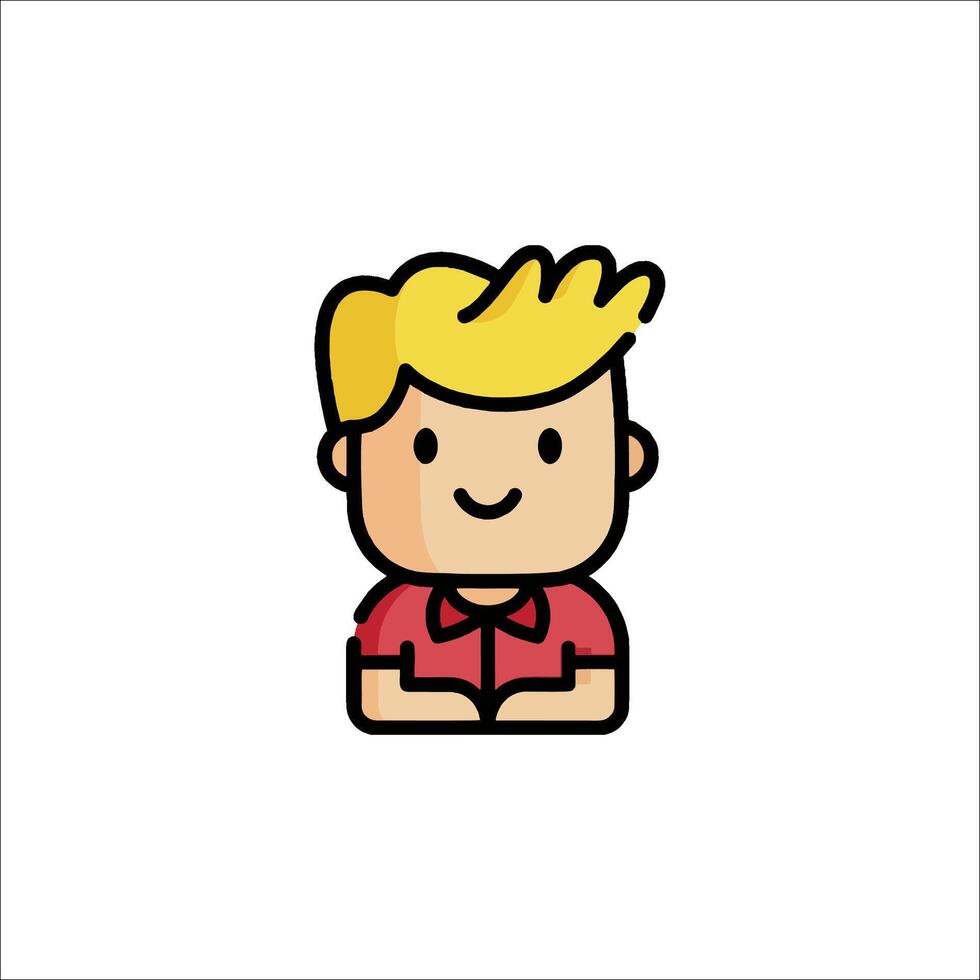 A cartoon boy with blonde hair and a red shirt vector