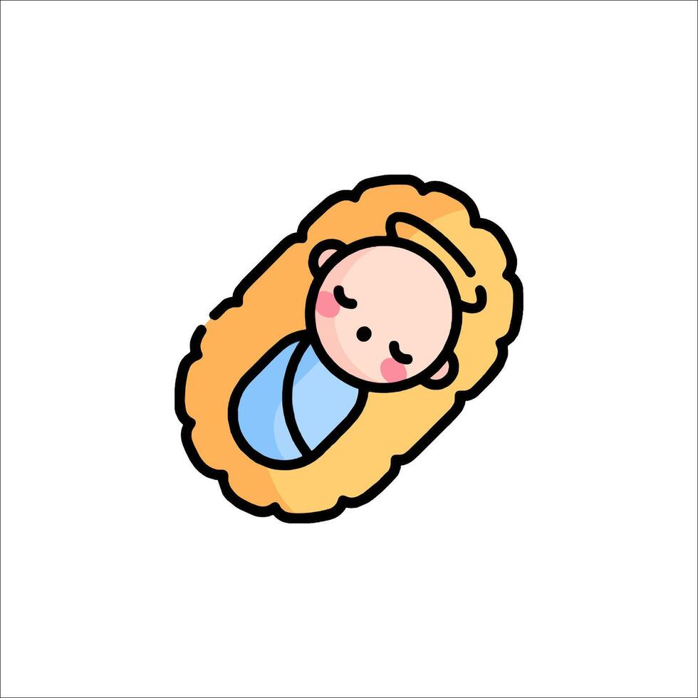 Baby jesus icon in a manger vector