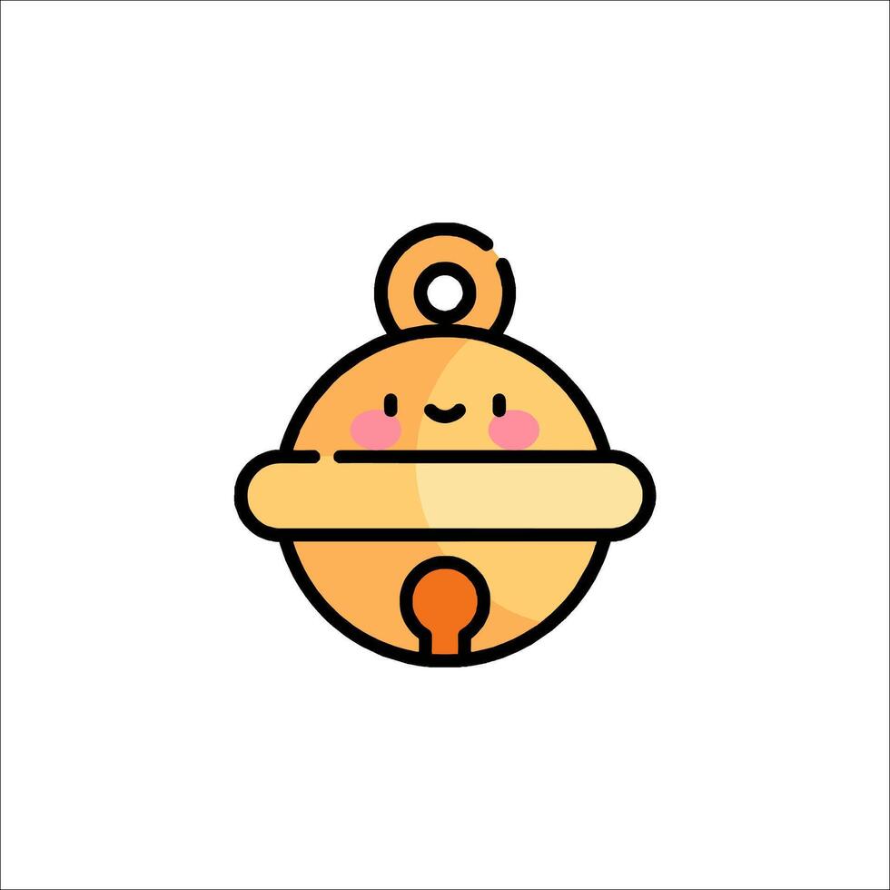 A cute little bell icon with a smiley face vector