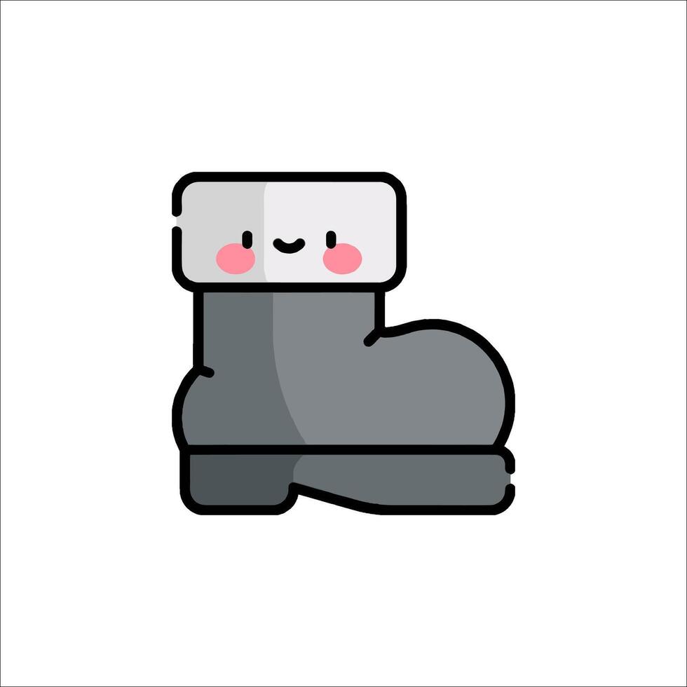 A cute snow boot icon with a pink face vector