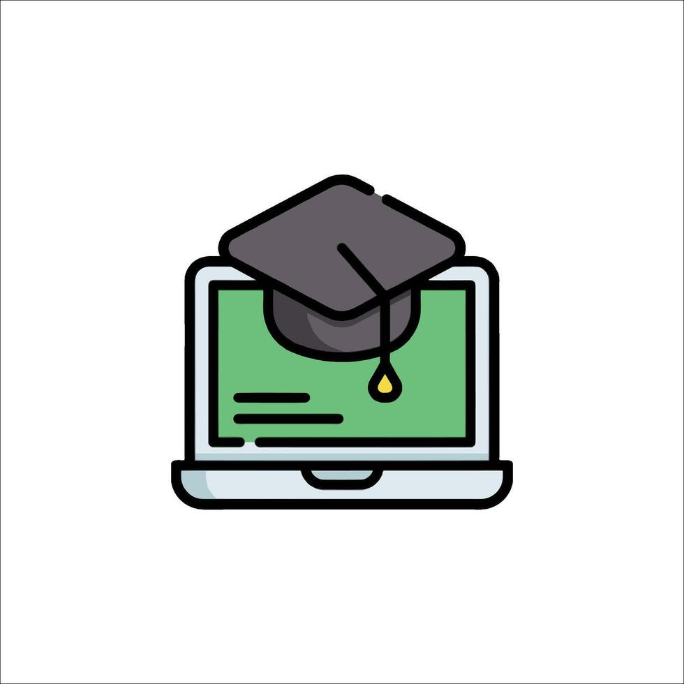 A graduation cap on a laptop computer vector