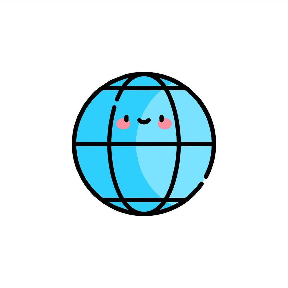 A cartoon globe with a smiley face vector