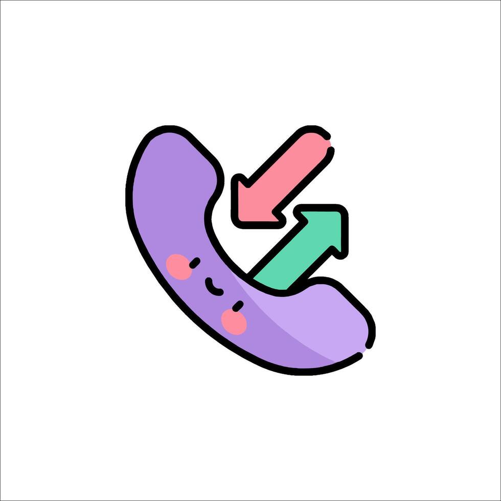A phone with a purple and green arrow pointing to it vector