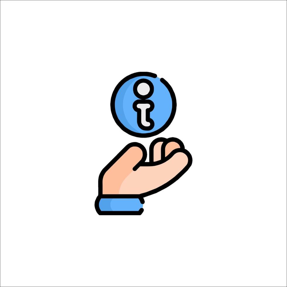 A hand holding a blue icon with a hand holding a button vector