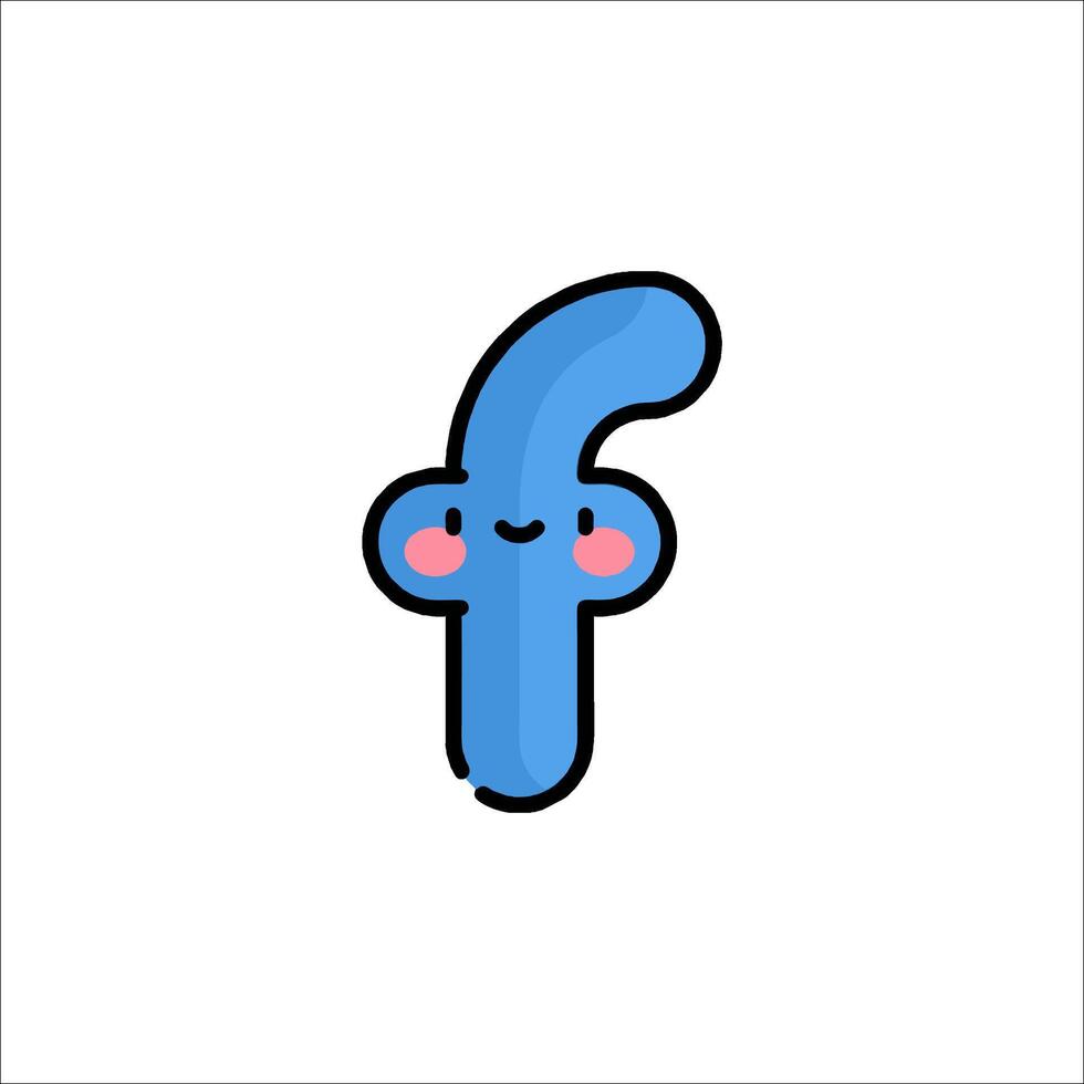 A blue letter f with a pink nose vector