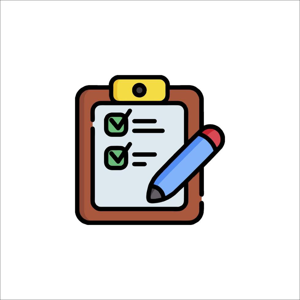 Checklist icon with pen and clipboard on white background vector