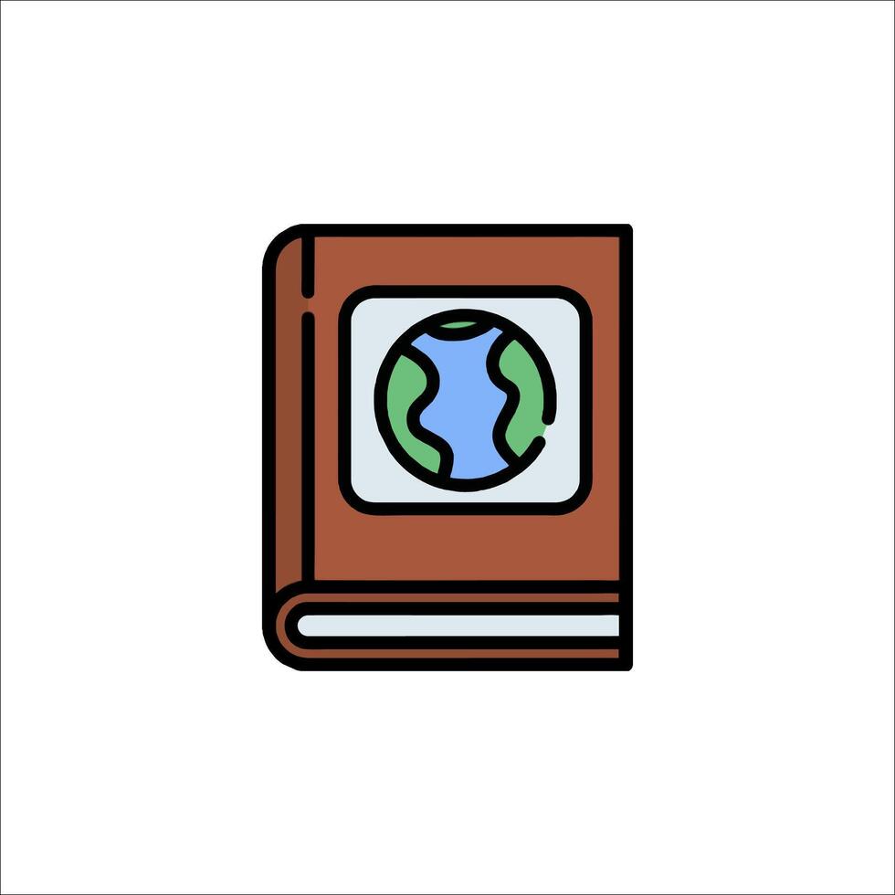 Book icon with globe on it, illustration vector