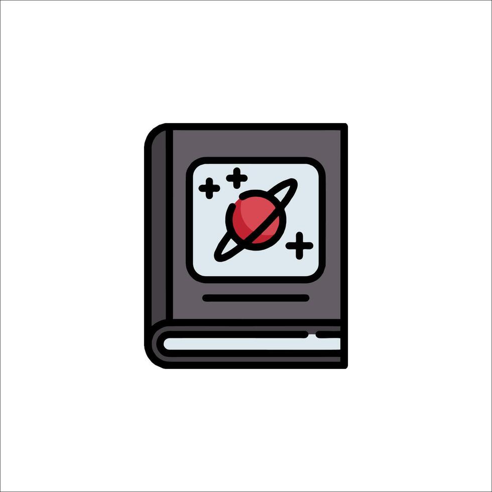 A book with a planet on it and a red dot vector