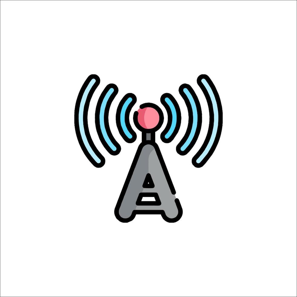 A radio icon with a red dot on it vector