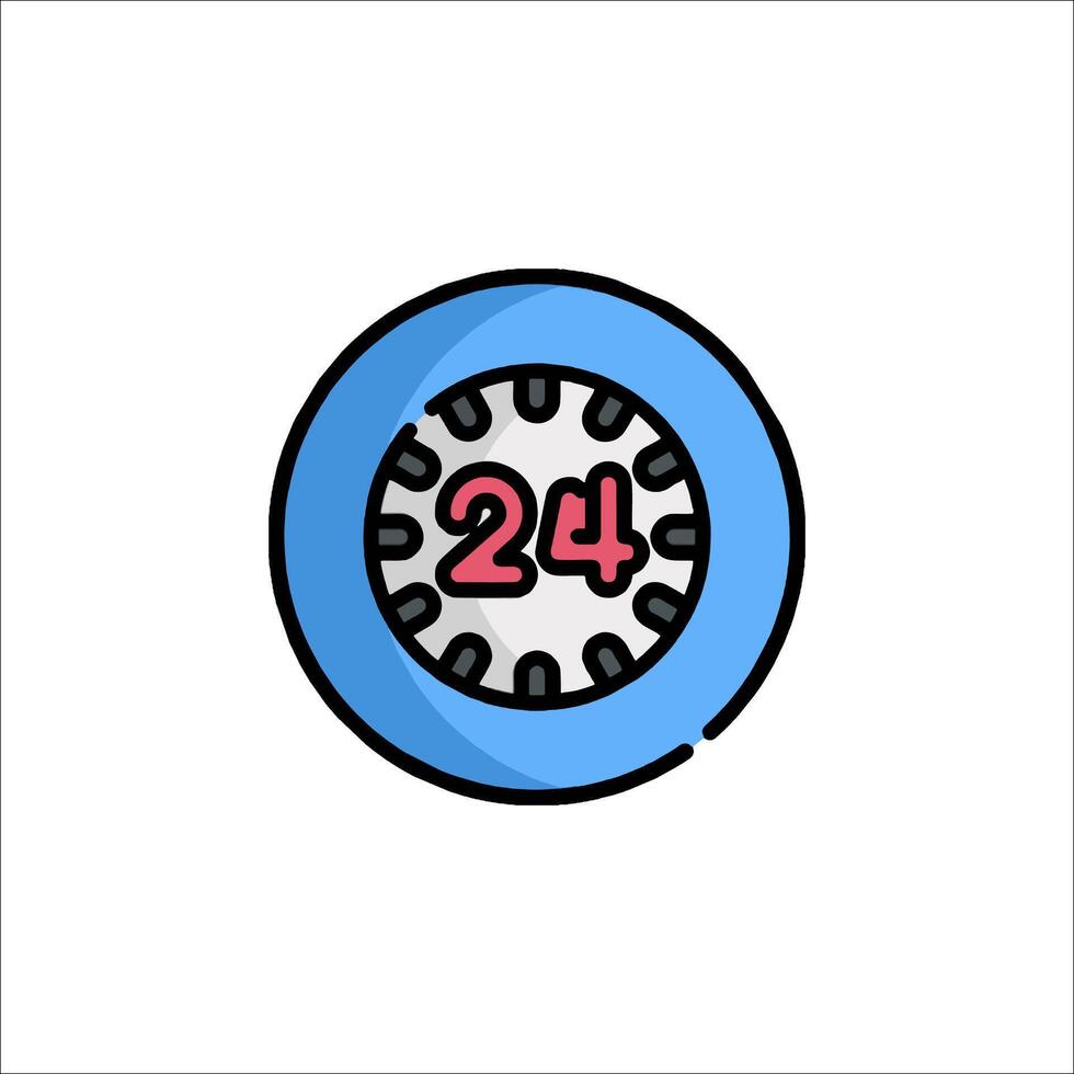 A blue and white icon with the number 24 in it vector
