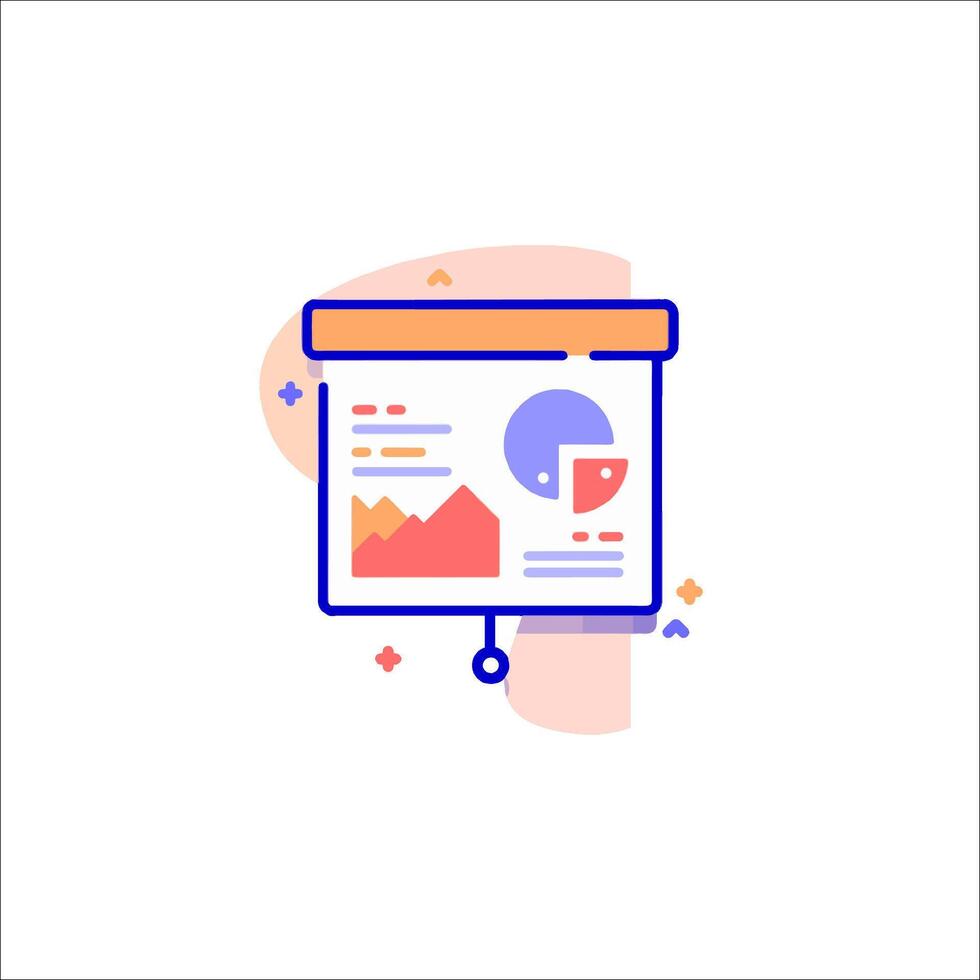A flat icon of a computer screen with a graph on it vector